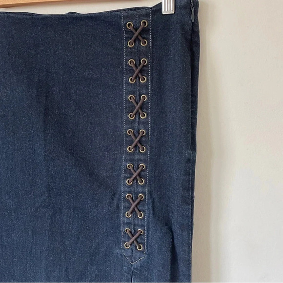 Ralph Lauren Y2K denim pencil skirt with lace up detail - Picture 4 of 7